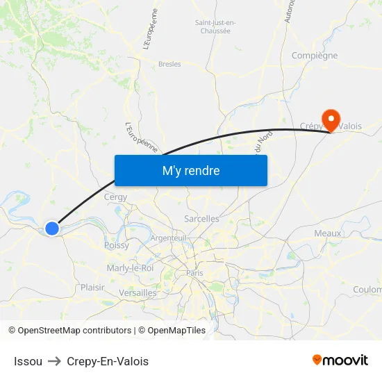 Issou to Crepy-En-Valois map