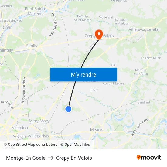 Montge-En-Goele to Crepy-En-Valois map