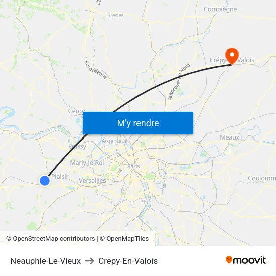 Neauphle-Le-Vieux to Crepy-En-Valois map