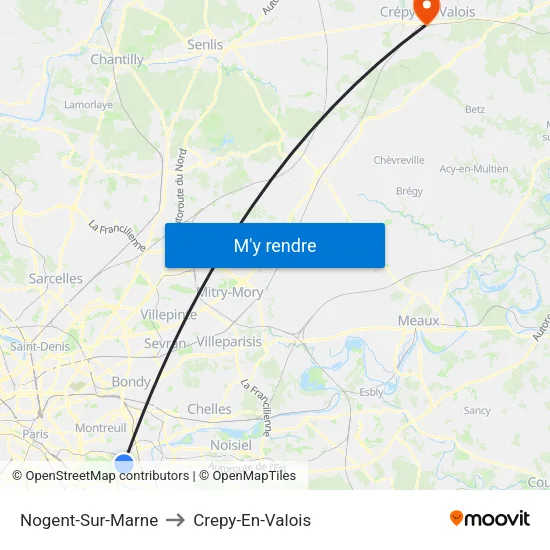 Nogent-Sur-Marne to Crepy-En-Valois map
