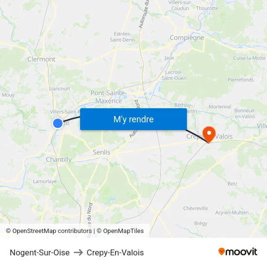 Nogent-Sur-Oise to Crepy-En-Valois map