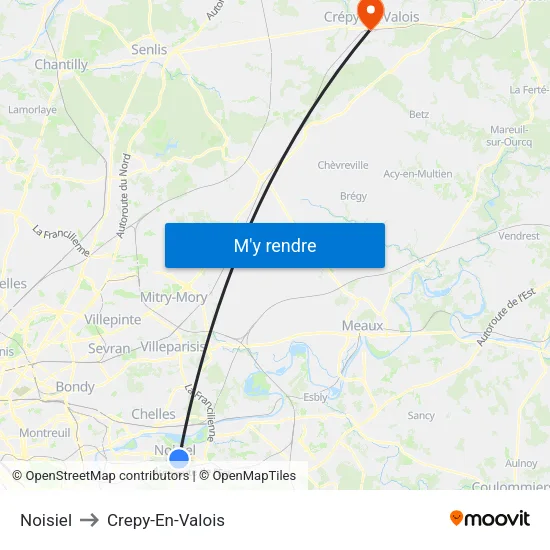 Noisiel to Crepy-En-Valois map