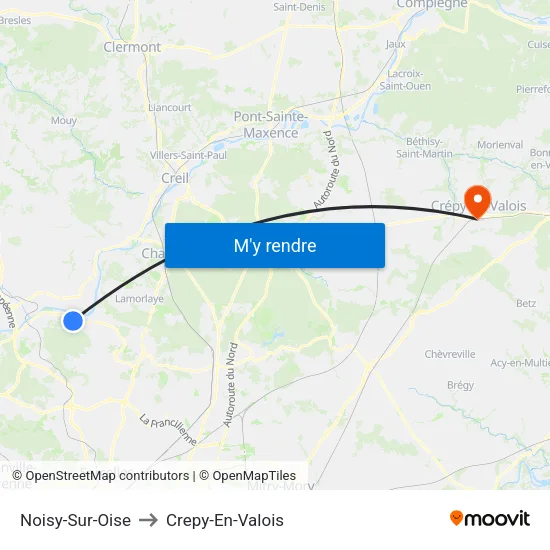 Noisy-Sur-Oise to Crepy-En-Valois map