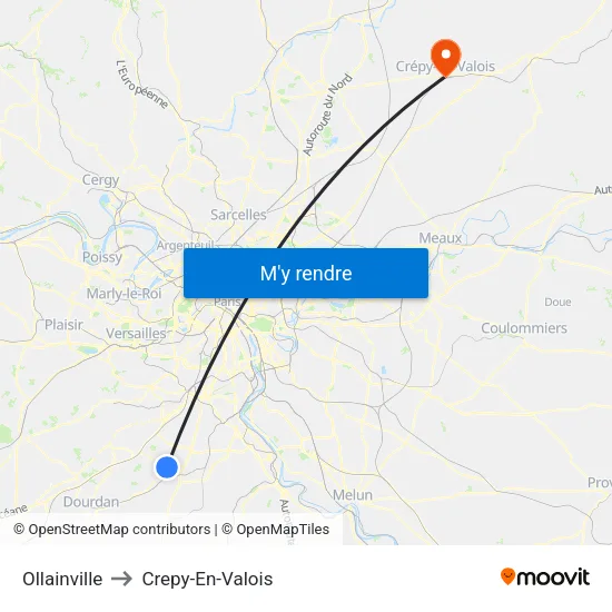 Ollainville to Crepy-En-Valois map
