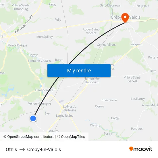 Othis to Crepy-En-Valois map