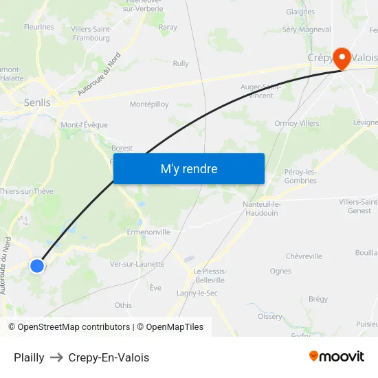 Plailly to Crepy-En-Valois map