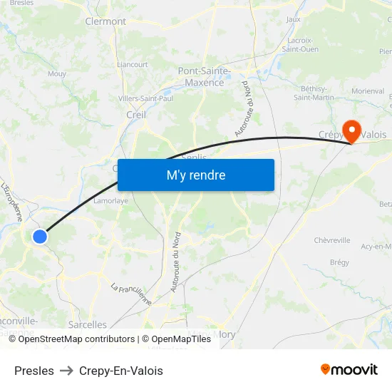 Presles to Crepy-En-Valois map