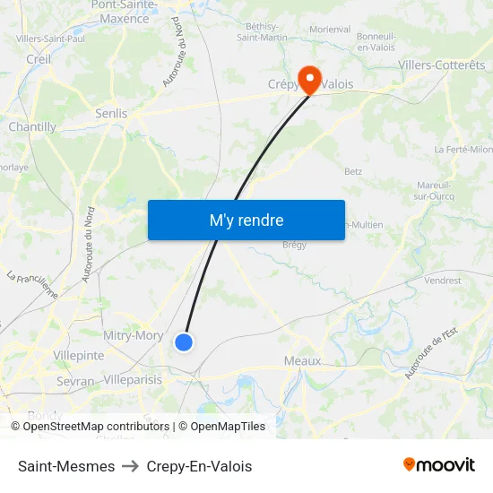 Saint-Mesmes to Crepy-En-Valois map
