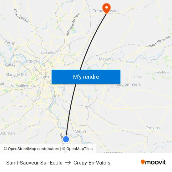 Saint-Sauveur-Sur-Ecole to Crepy-En-Valois map