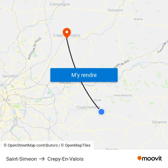 Saint-Simeon to Crepy-En-Valois map