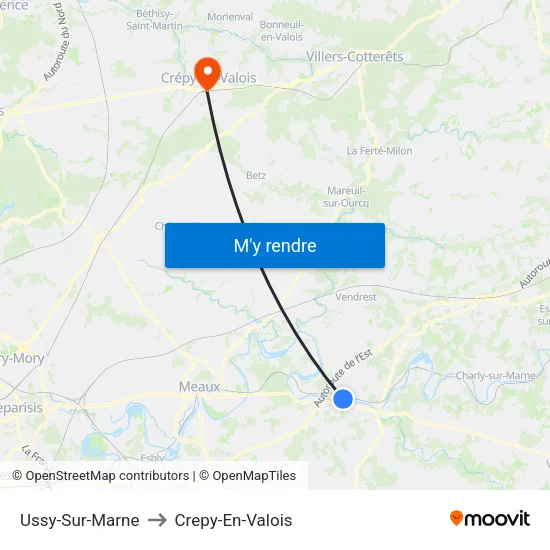 Ussy-Sur-Marne to Crepy-En-Valois map