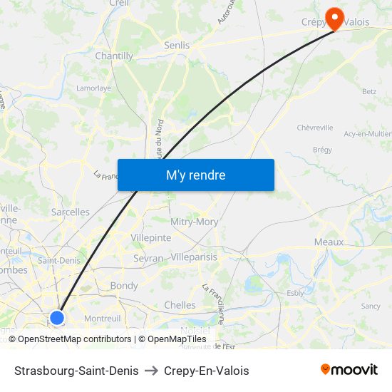 Strasbourg-Saint-Denis to Crepy-En-Valois map