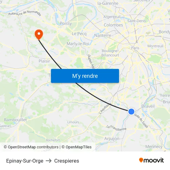 Epinay-Sur-Orge to Crespieres map
