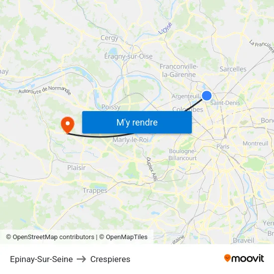 Epinay-Sur-Seine to Crespieres map