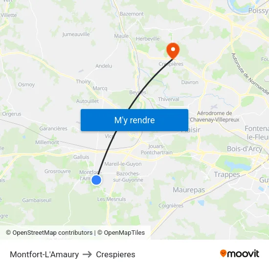 Montfort-L'Amaury to Crespieres map