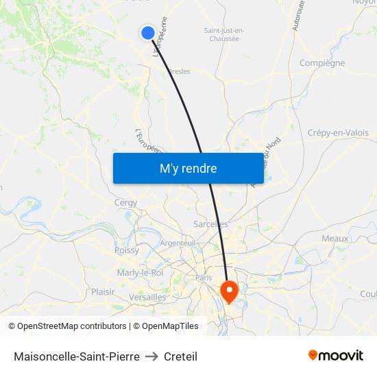 Maisoncelle-Saint-Pierre to Creteil map