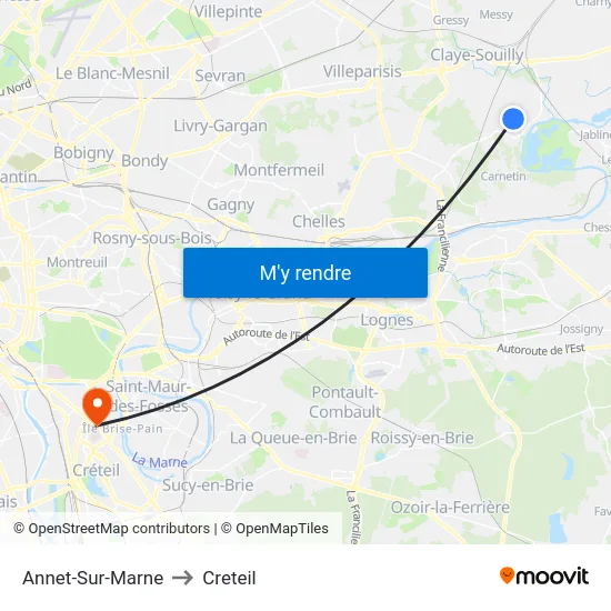 Annet-Sur-Marne to Creteil map