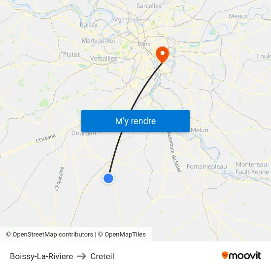 Boissy-La-Riviere to Creteil map