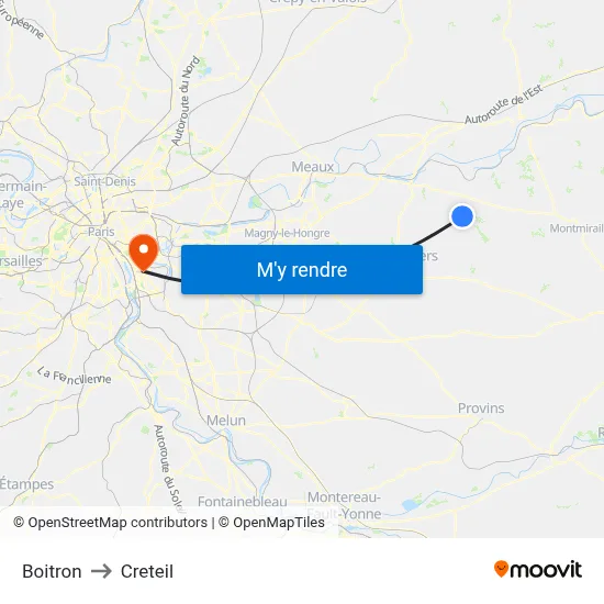 Boitron to Creteil map