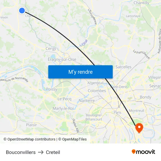 Bouconvillers to Creteil map