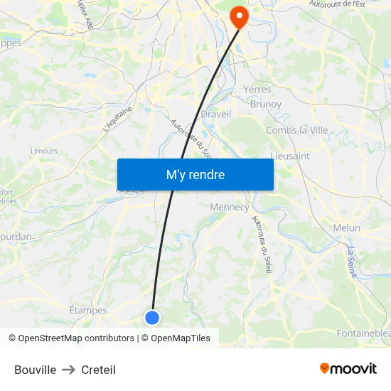 Bouville to Creteil map