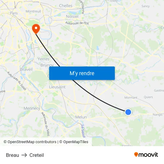 Breau to Creteil map