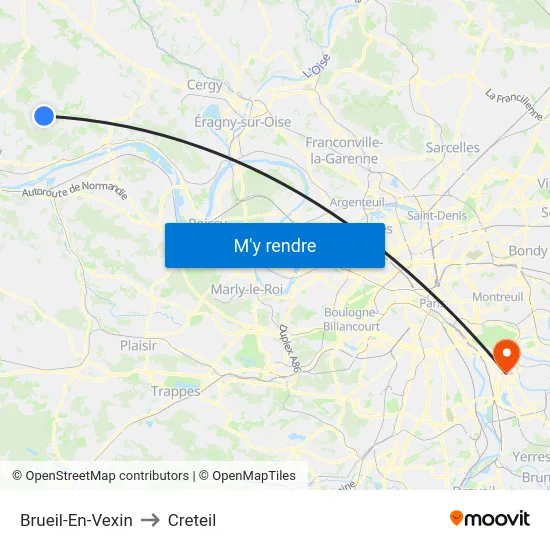 Brueil-En-Vexin to Creteil map