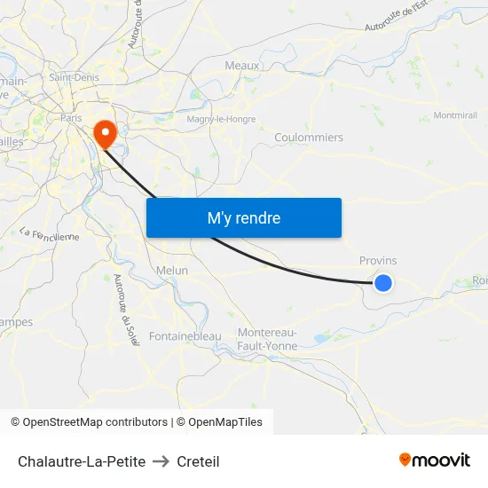 Chalautre-La-Petite to Creteil map