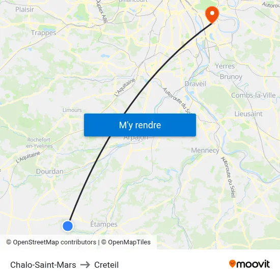 Chalo-Saint-Mars to Creteil map