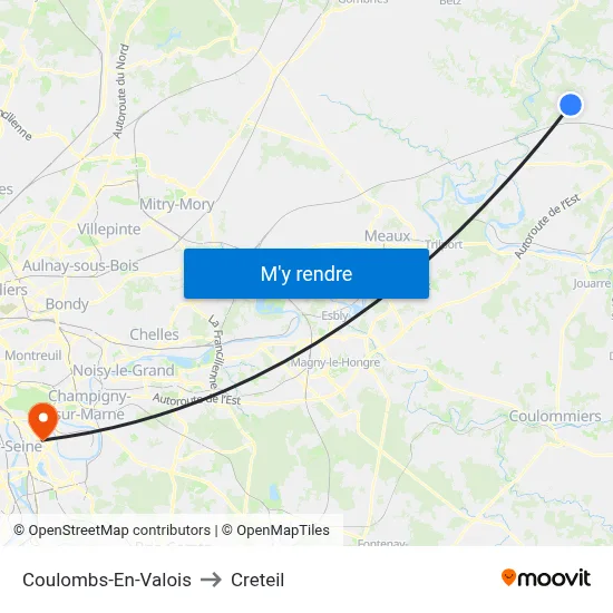 Coulombs-En-Valois to Creteil map