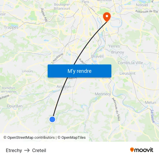 Etrechy to Creteil map