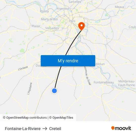 Fontaine-La-Riviere to Creteil map