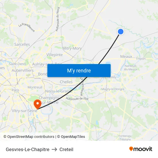Gesvres-Le-Chapitre to Creteil map