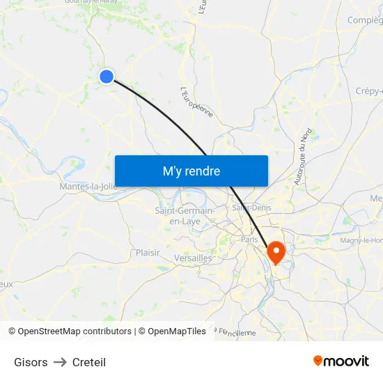 Gisors to Creteil map