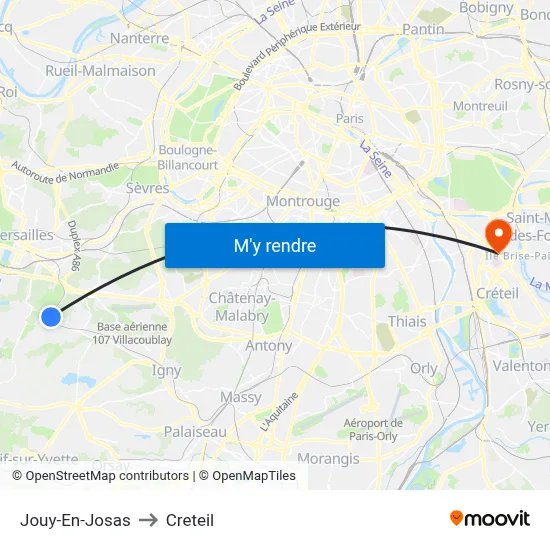 Jouy-En-Josas to Creteil map