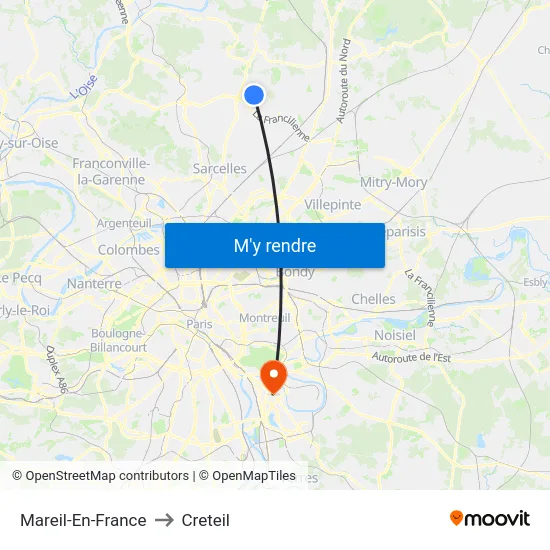 Mareil-En-France to Creteil map