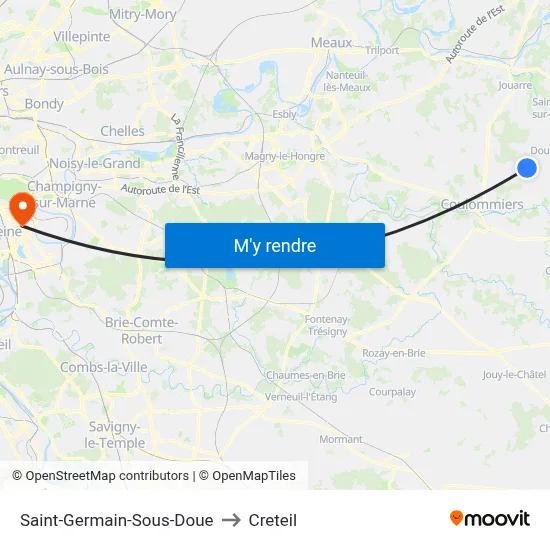 Saint-Germain-Sous-Doue to Creteil map