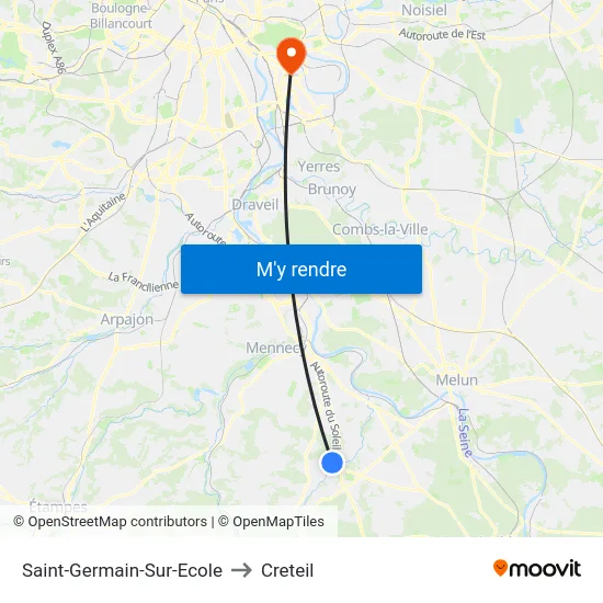 Saint-Germain-Sur-Ecole to Creteil map