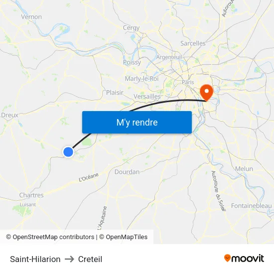 Saint-Hilarion to Creteil map