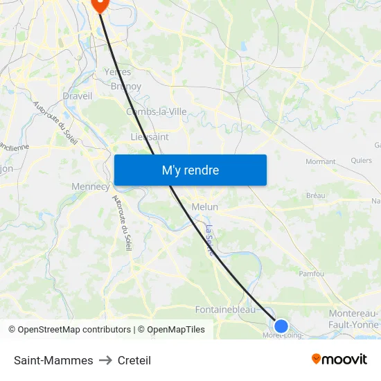 Saint-Mammes to Creteil map
