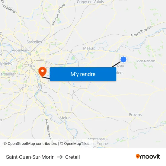 Saint-Ouen-Sur-Morin to Creteil map