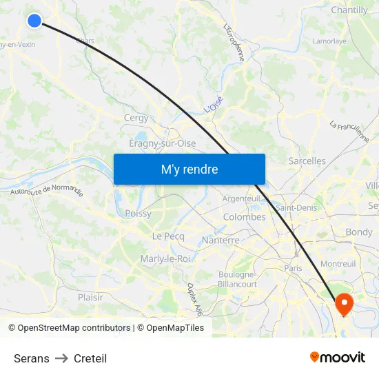 Serans to Creteil map