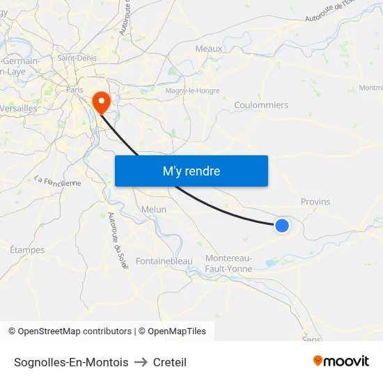 Sognolles-En-Montois to Creteil map