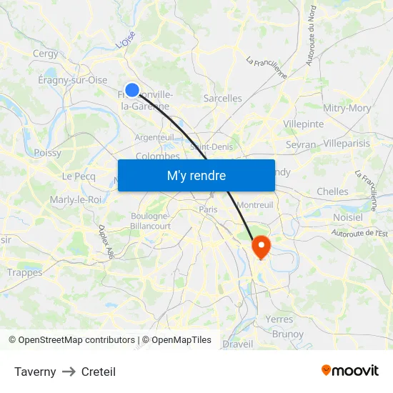 Taverny to Creteil map