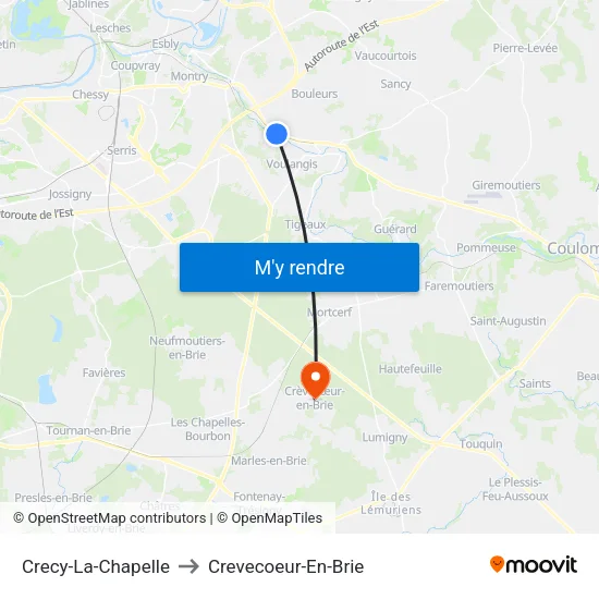 Crecy-La-Chapelle to Crevecoeur-En-Brie map