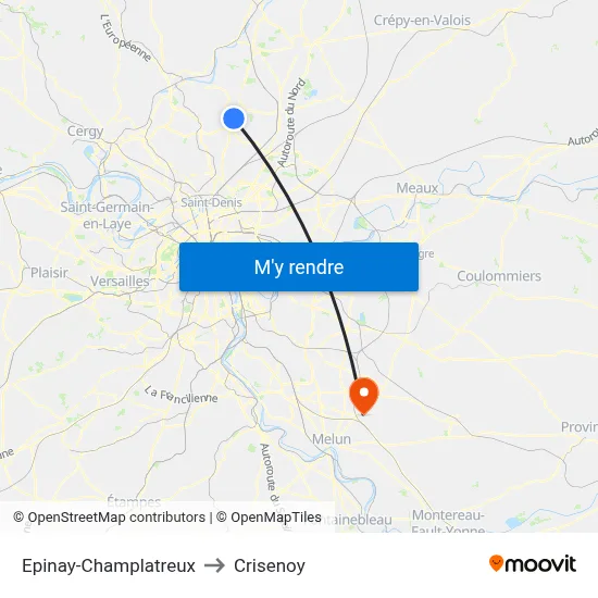 Epinay-Champlatreux to Crisenoy map