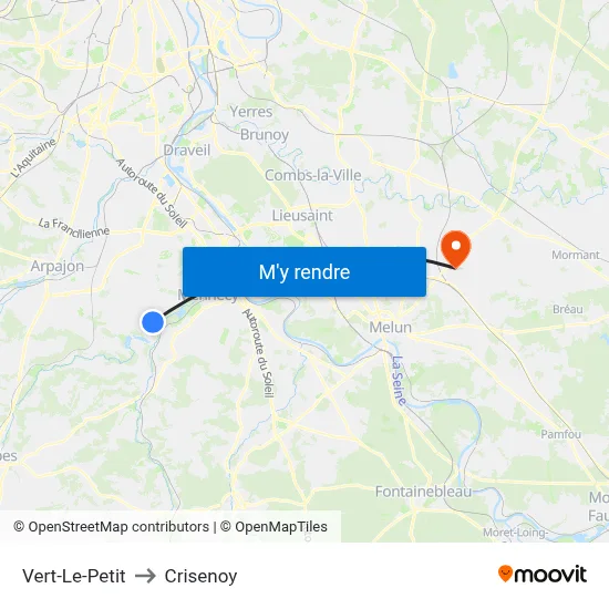 Vert-Le-Petit to Crisenoy map
