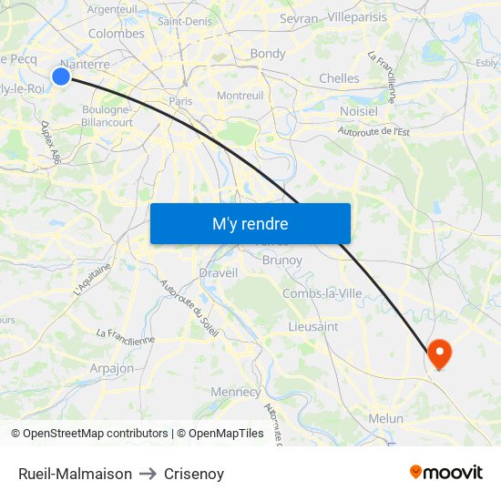 Rueil-Malmaison to Crisenoy map