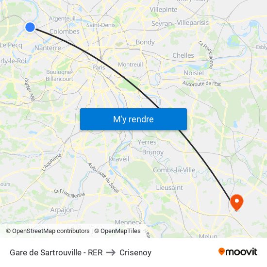 Gare de Sartrouville - RER to Crisenoy map