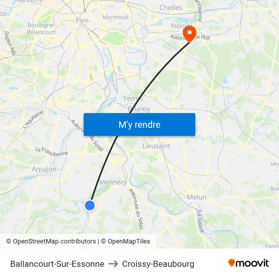 Ballancourt-Sur-Essonne to Croissy-Beaubourg map
